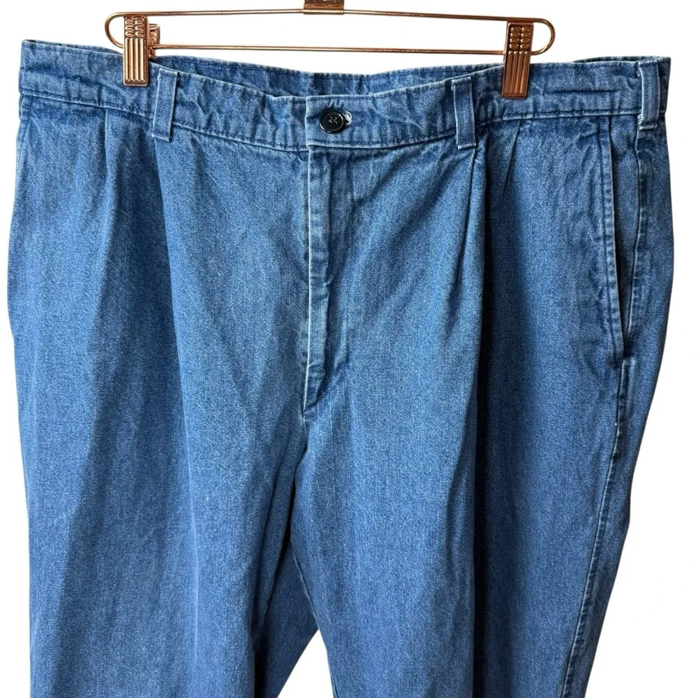 Vintage Farah Pleated Denim Trousers Mens‎ 38/29 Blue Garment Washed 90s Jeans